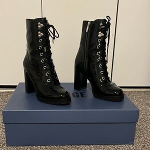 PAIGE Naomi Black patent leather Lace-Up Boots